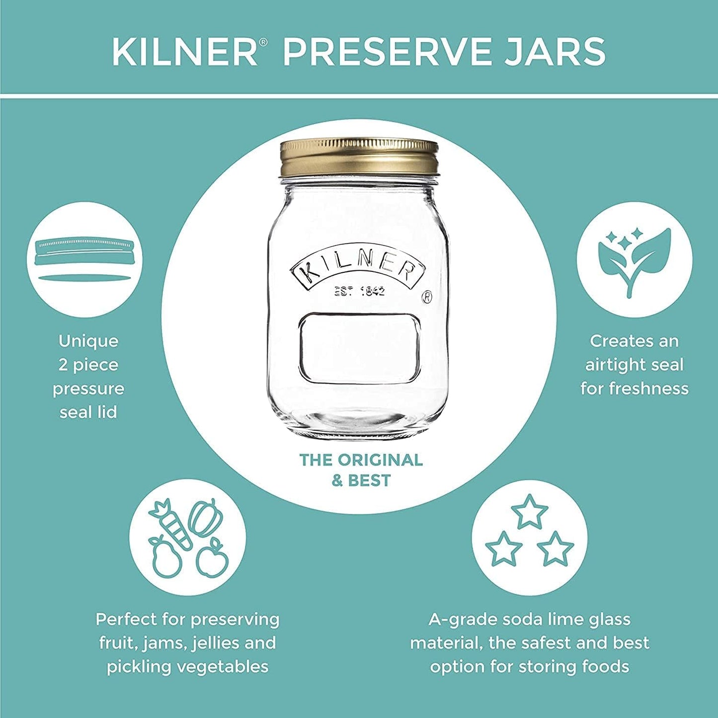 Kilner Preserve Glass Jar 0.25 Litre