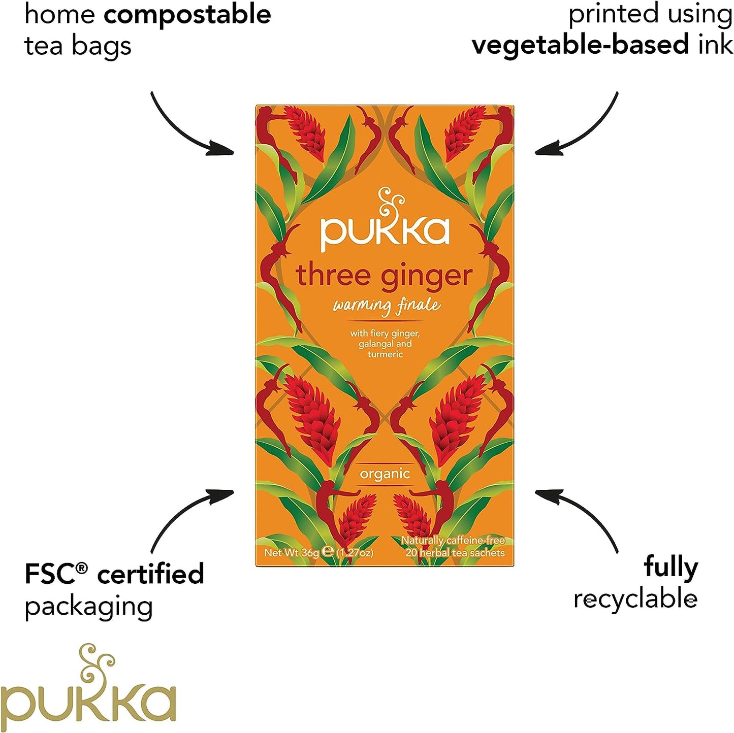 Pukka Tea Three Ginger Envelopes 20's
