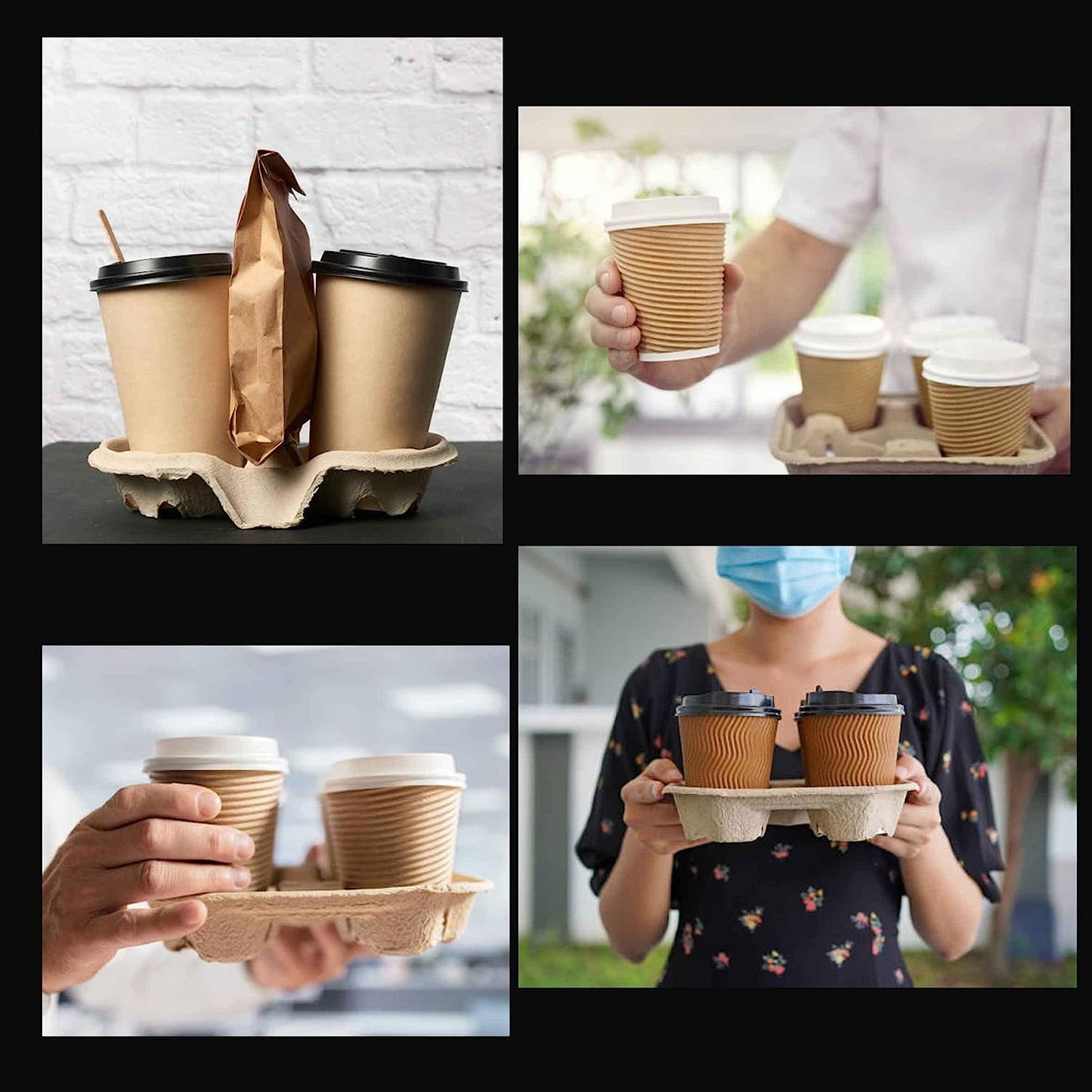 Belgravia Disposables Moulded Pulp 4 Cup Carrier x 180s {Biodegradable & Recyclable}