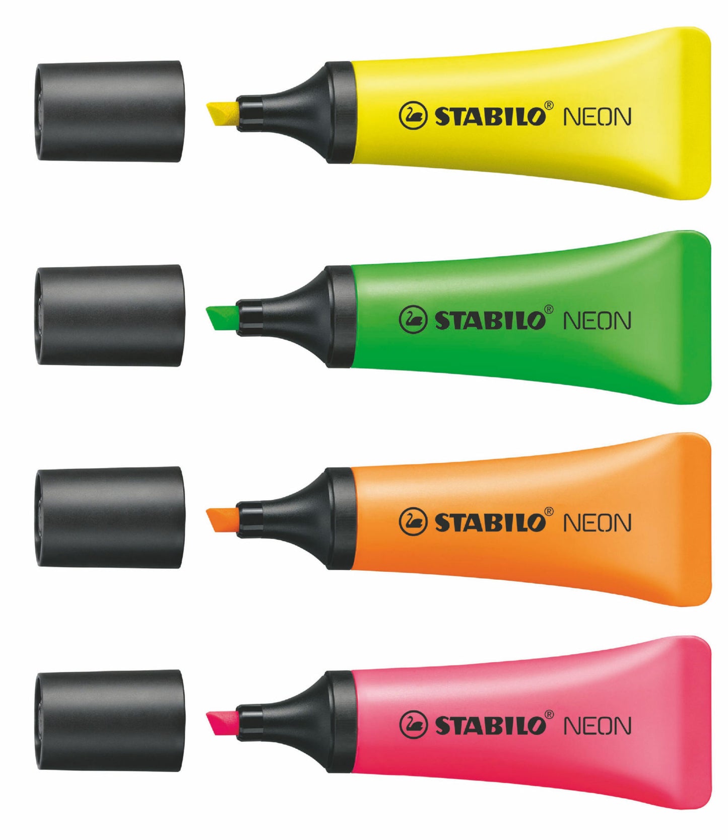 STABILO NEON Highlighter Chisel Tip 2-5mm Line Assorted Colours (Wallet 4) - 72/4-1