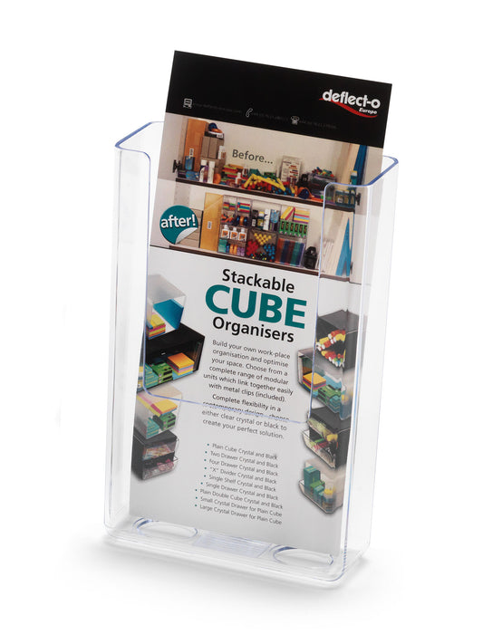 Deflecto Flat Back Literature Holder DL Portrait Clear 76001 - NWT FM SOLUTIONS - YOUR CATERING WHOLESALER