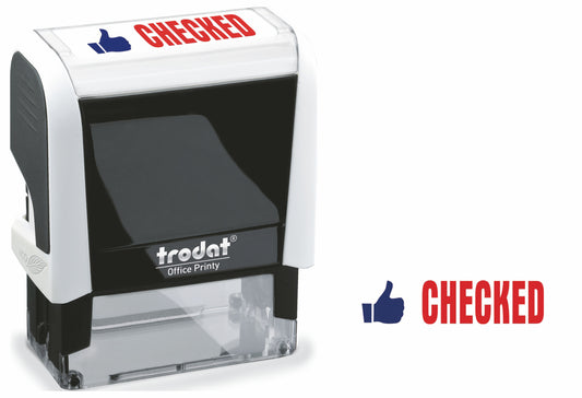 Trodat Office Printy 4912 Self Inking Word Stamp CHECKED 46x18mm Blue/Red Ink - 77254 - NWT FM SOLUTIONS - YOUR CATERING WHOLESALER
