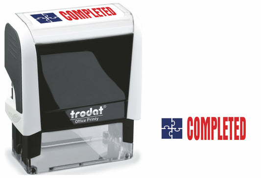 Trodat Office Printy 4912 Self Inking Word Stamp COMPLETED 46x18mm Blue/Red Ink - 77296 - NWT FM SOLUTIONS - YOUR CATERING WHOLESALER