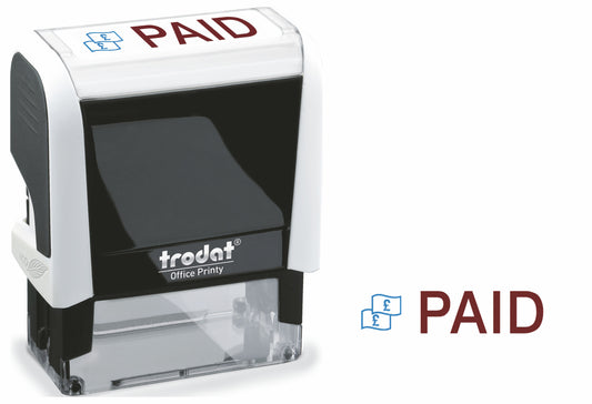 Trodat Office Printy 4912 Self Inking Word Stamp PAID 46x18mm Blue/Red Ink - 77302 - NWT FM SOLUTIONS - YOUR CATERING WHOLESALER