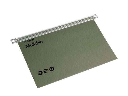 Rexel Multifile Foolscap Suspension File Manilla 15mm V Base Green (Pack 50) 78008 - NWT FM SOLUTIONS - YOUR CATERING WHOLESALER