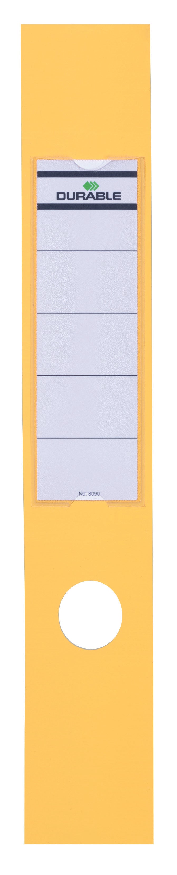Durable Ordofix Lever Arch File Spine Label PVC 60x390mm Yellow (Pack 10) - 809004 - NWT FM SOLUTIONS - YOUR CATERING WHOLESALER