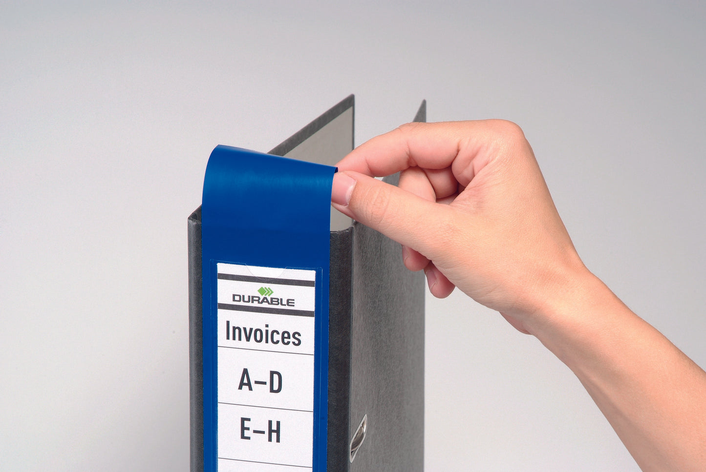 Durable Ordofix Lever Arch File Spine Label PVC 60x390mm Blue (Pack 10) 809006