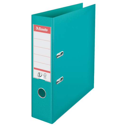 Esselte No.1 Lever Arch File Polypropylene A4 75mm Spine Width Turquoise (Pack 10) 811550 - NWT FM SOLUTIONS - YOUR CATERING WHOLESALER