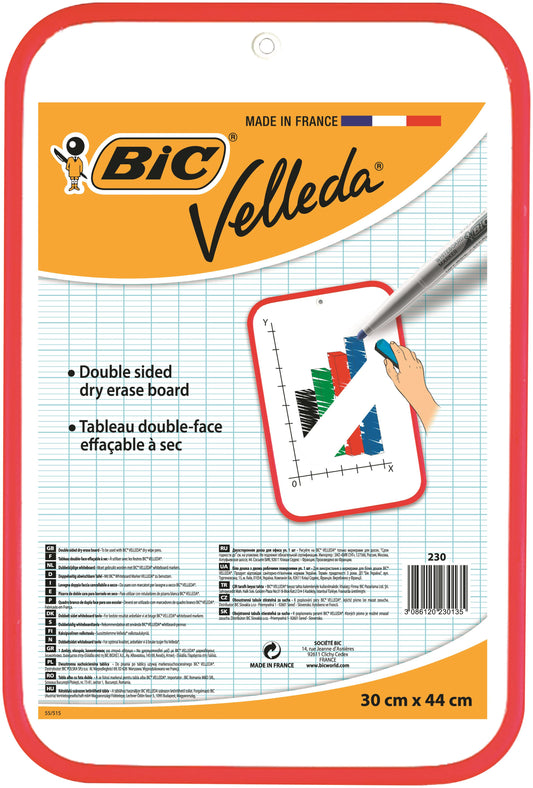 Bic Velleda Whiteboard Double Sided Non Magnetic Red Plastic Frame 300x440mm - 812105 - NWT FM SOLUTIONS - YOUR CATERING WHOLESALER