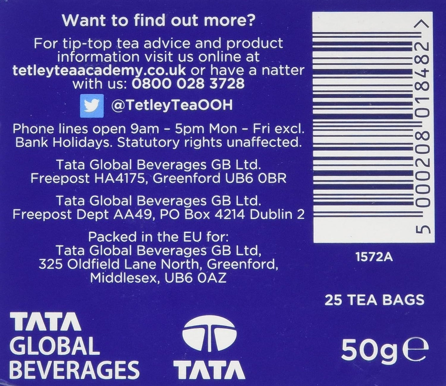 Tetley English Breakfast Envelopes 25's