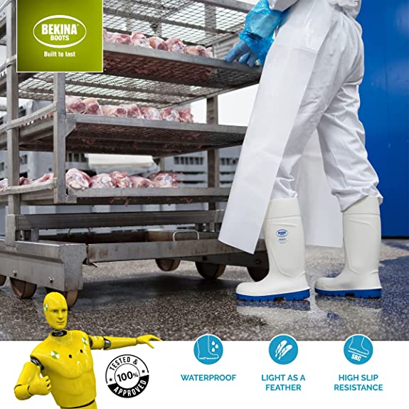 Bekina Steplite Easy Grip White Safety Wellies Size 5 - NWT FM SOLUTIONS - YOUR CATERING WHOLESALER