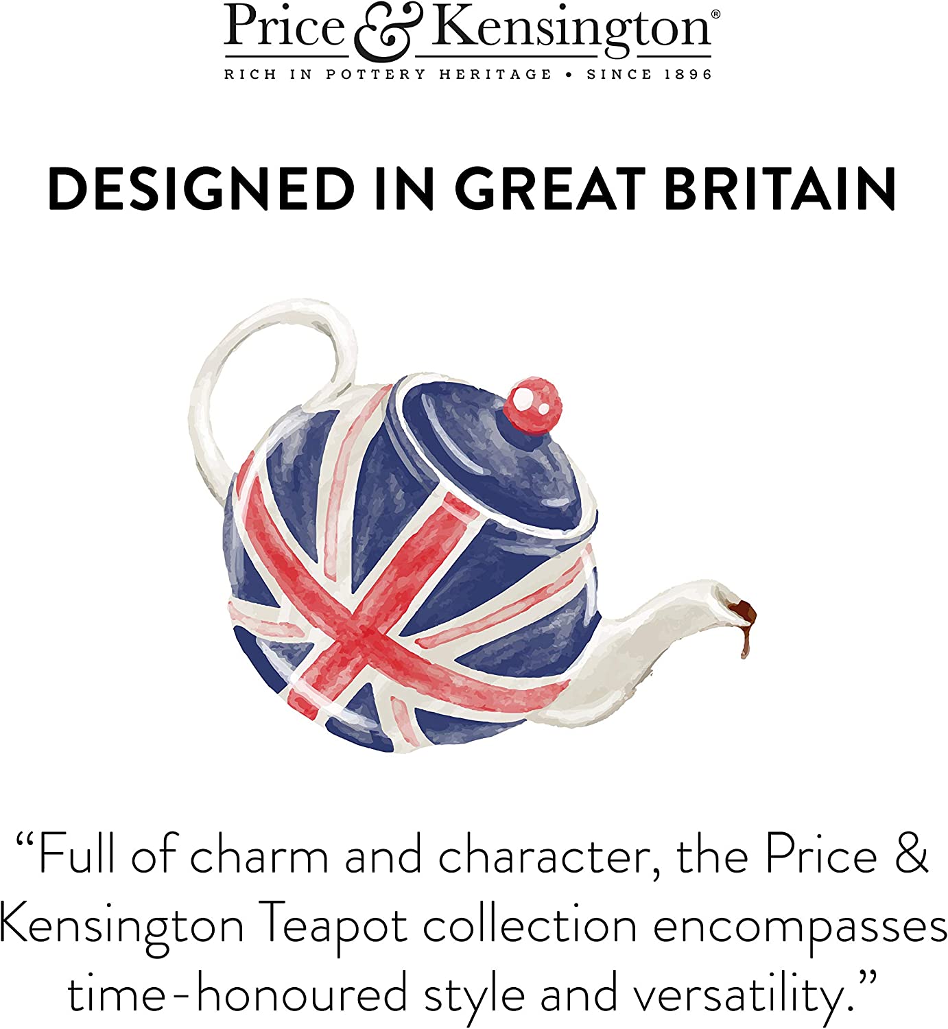 Price & Kensington Black Gloss 6 Cup / 39oz Large Teapot