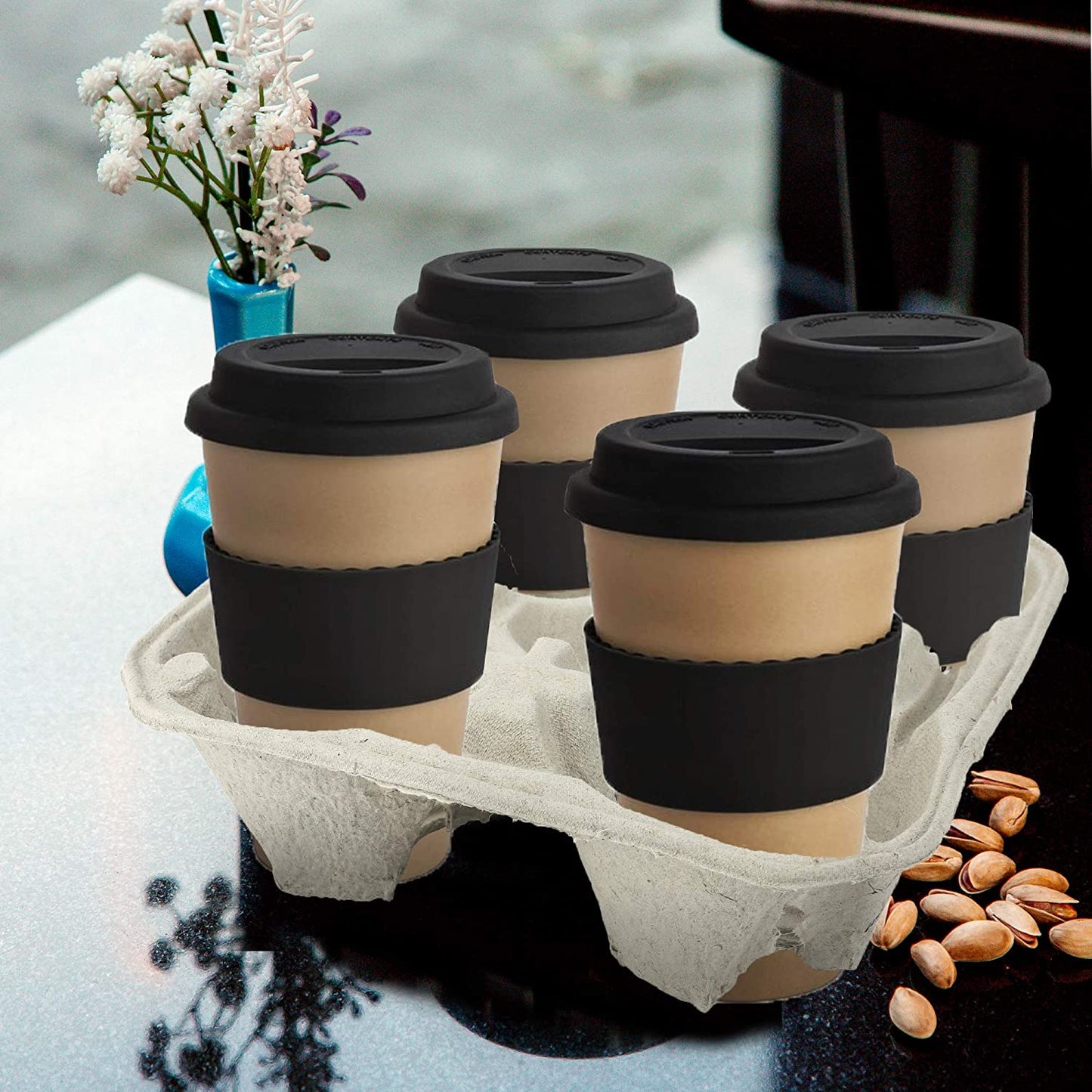 Belgravia Disposables Moulded Pulp 4 Cup Carrier x 180s {Biodegradable & Recyclable}