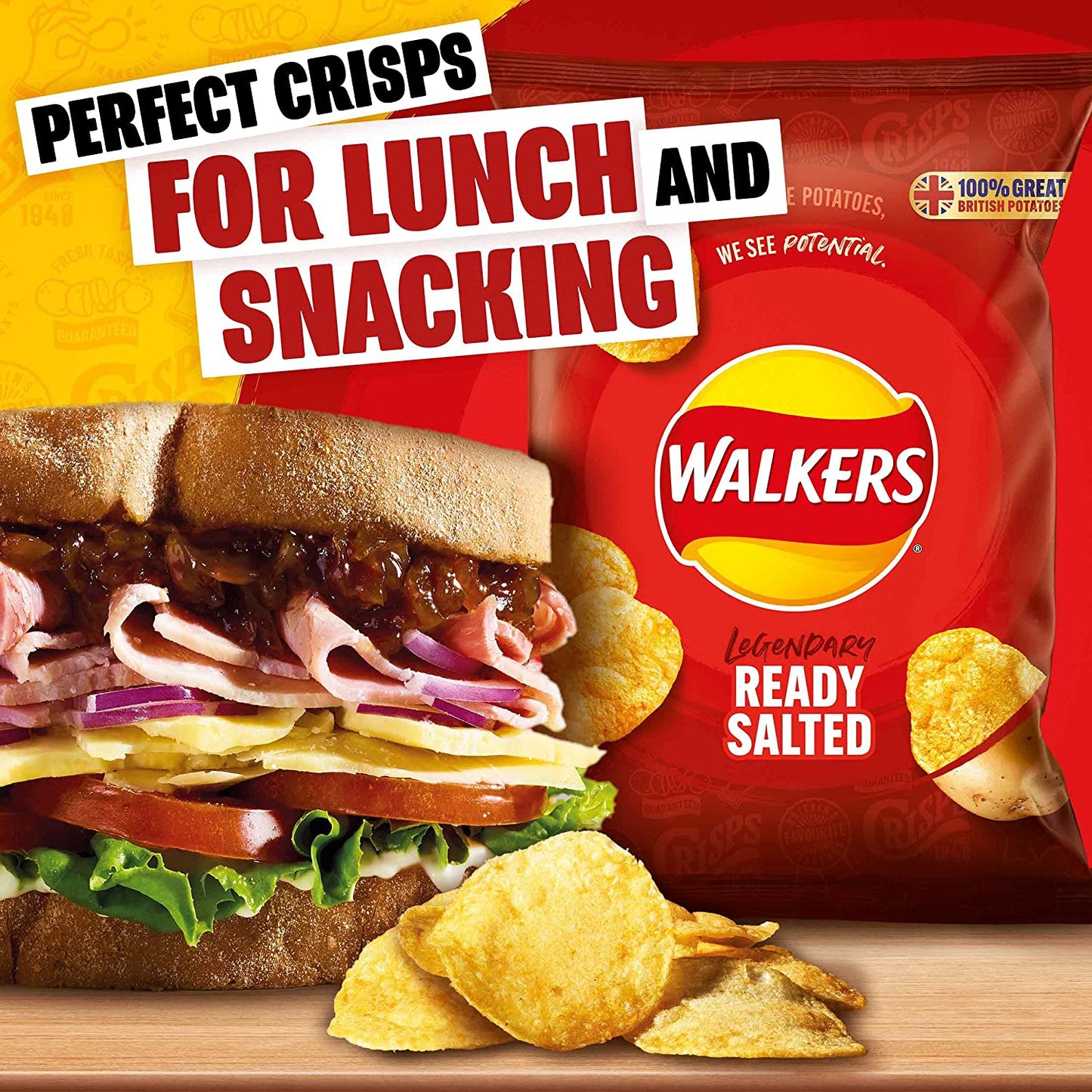Walkers Crisps Ready Salted Pack 32's