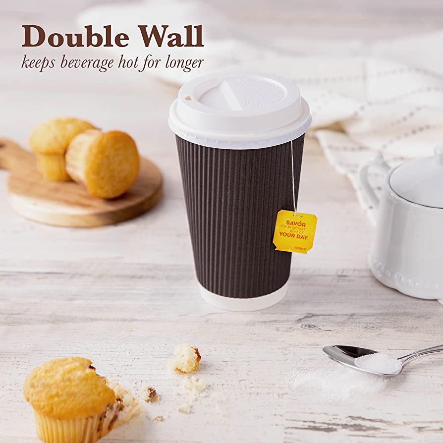 Belgravia 16oz Triple Walled Black Ripple Paper Cups 25's