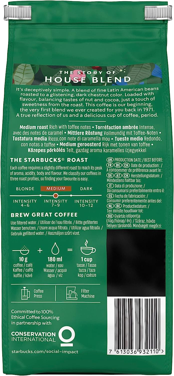 Starbucks Medium House Blend Ground Filter Coffee 200g