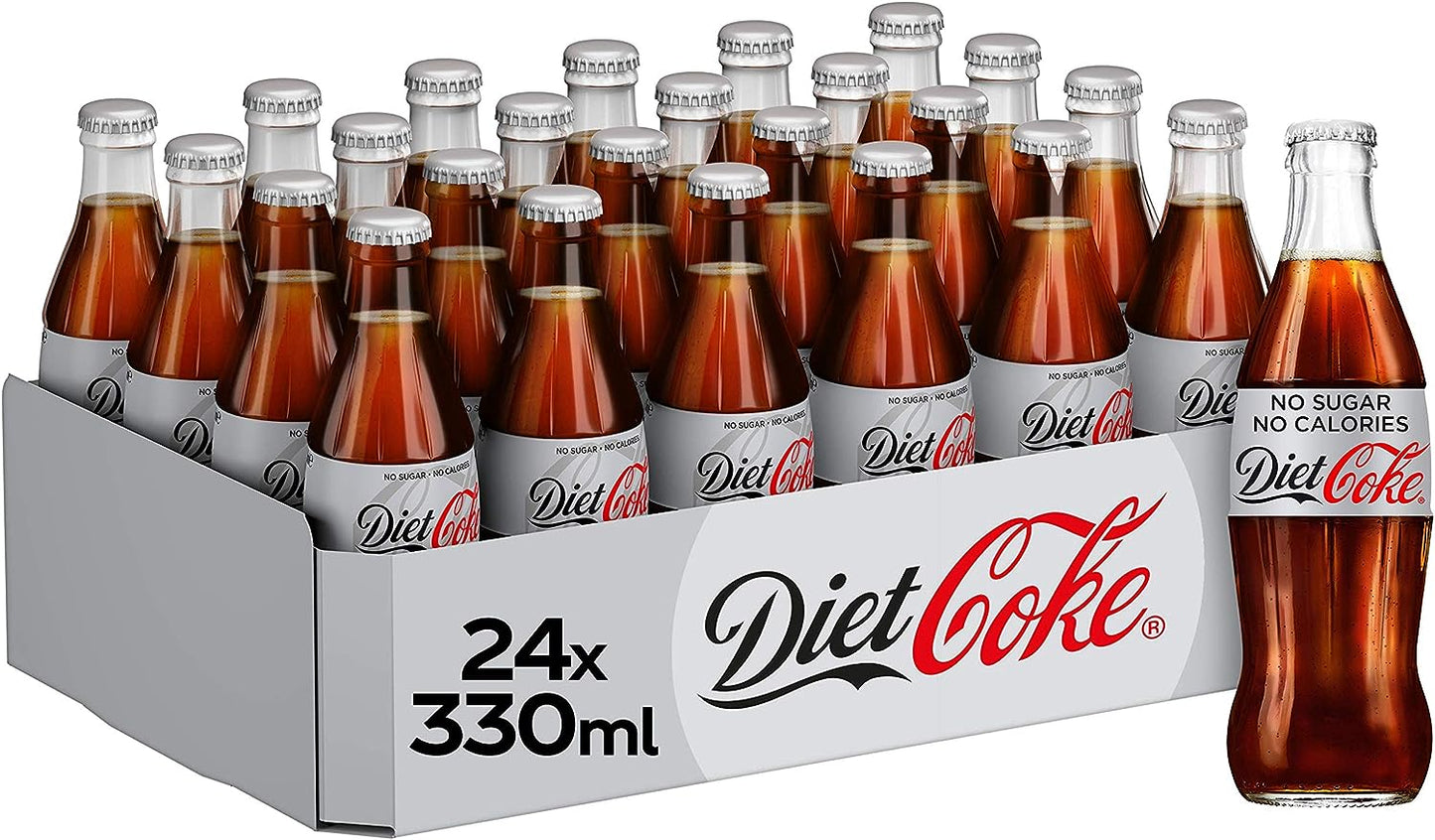Coca Cola Diet GLASS Bottles 24x330ml - NWT FM SOLUTIONS - YOUR CATERING WHOLESALER