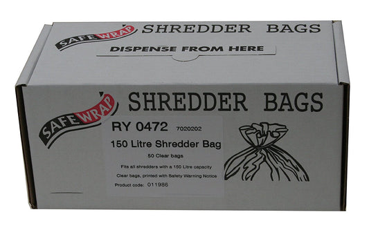 Safewrap RY Shredder Bag 150 Litre Pack 50's - NWT FM SOLUTIONS - YOUR CATERING WHOLESALER