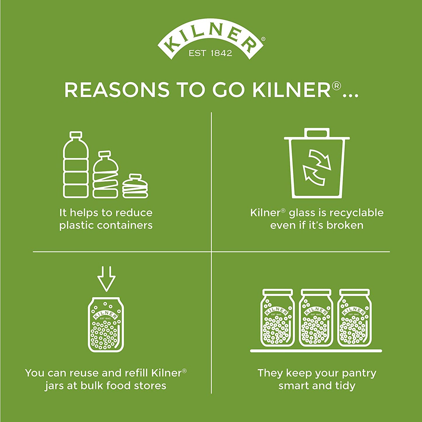 Kilner Square Clip Top Jar 2 Litre