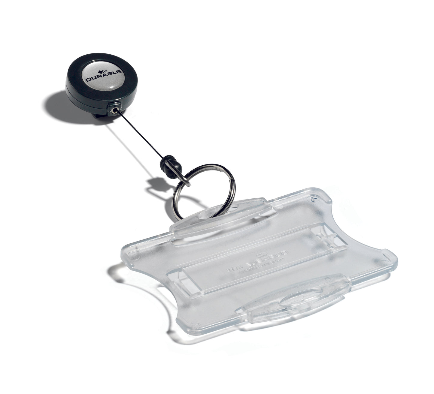Durable Retractable Badge Reel and Keyring for Name Badges Charcoal (Pack 10) 822258