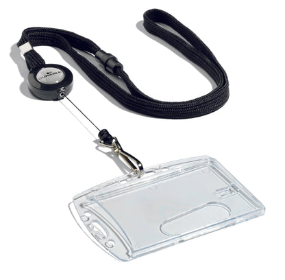 Durable Textile Lanyard and Reel for Name Badges Black (Pack 10) 8223 - 822301