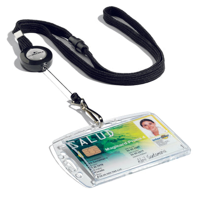 Durable Textile Lanyard and Reel for Name Badges Black (Pack 10) 8223 - 822301