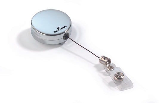Durable Retractable Badge Reel and Belt Clip for Name Badges Chrome (Pack 10) 822523 - NWT FM SOLUTIONS - YOUR CATERING WHOLESALER