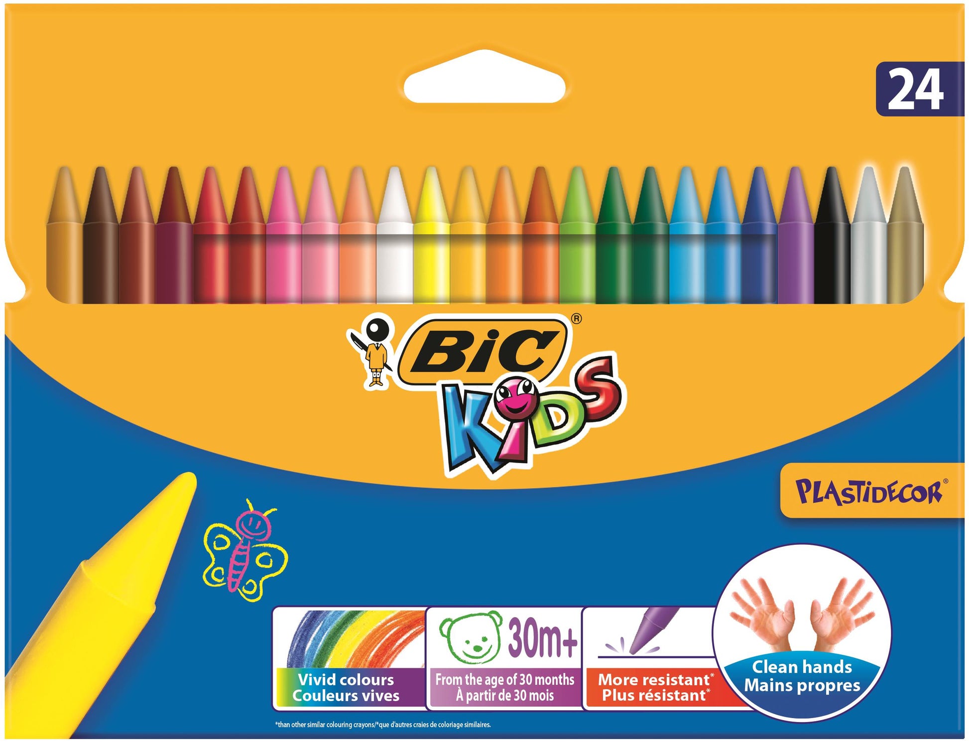 Bic Kids Plastidecor Hard Sharpenable Crayons Assorted Colours (Pack 24) - 8297721 - NWT FM SOLUTIONS - YOUR CATERING WHOLESALER