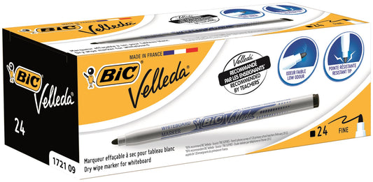 Bic Velleda 1721 Whiteboard Marker Bullet Tip 1.5mm Line Black (Pack 24) - 841842 - NWT FM SOLUTIONS - YOUR CATERING WHOLESALER
