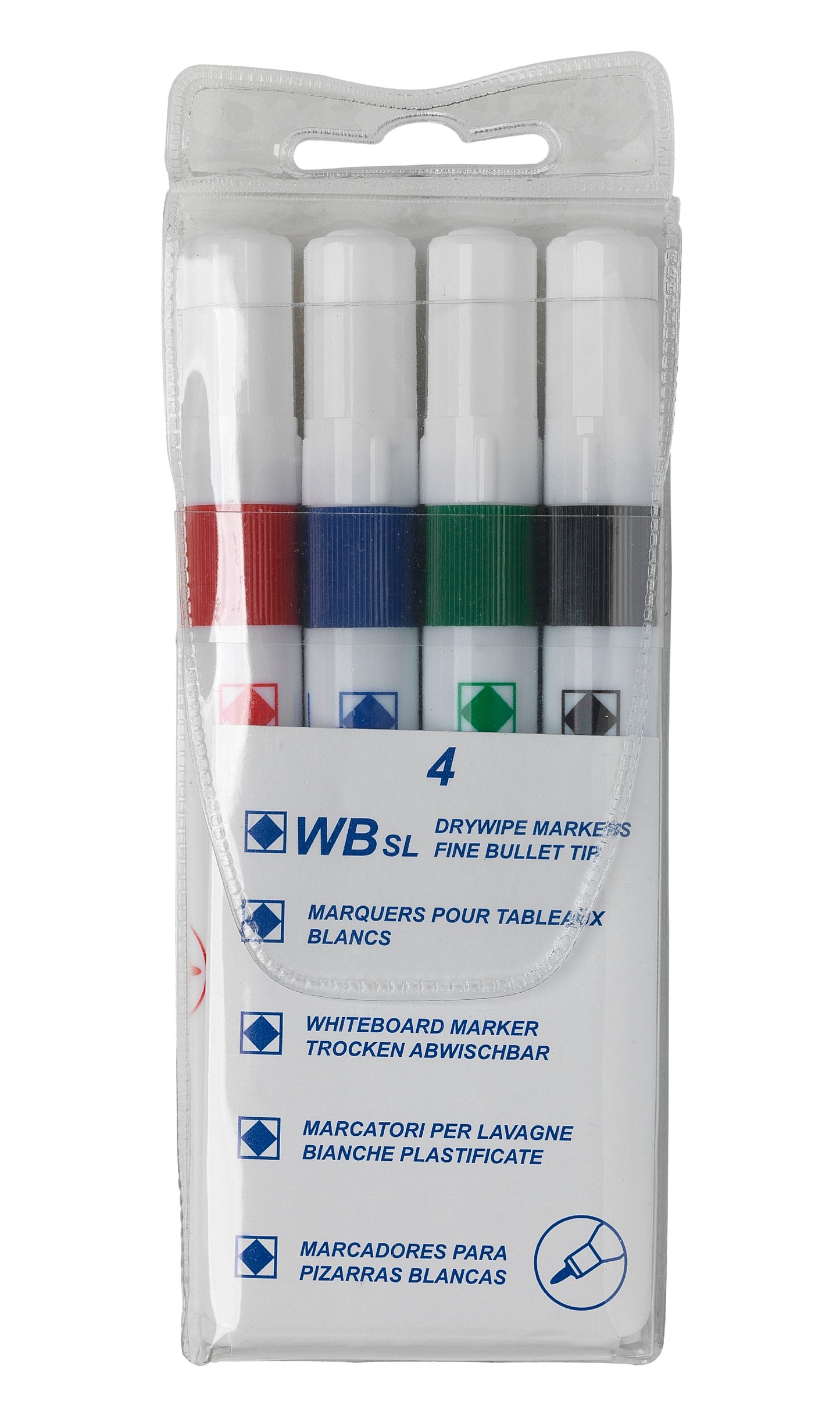 ValueX Whiteboard Marker Bullet Tip 2mm Line Assorted Colours (Pack 4) - 8710WT4