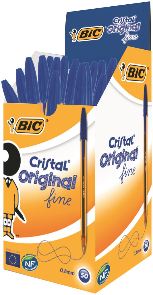 Bic Orange Ballpoint Pen 0.8mm Tip 0.30mm Line Blue (Pack 50) - 872730 - NWT FM SOLUTIONS - YOUR CATERING WHOLESALER