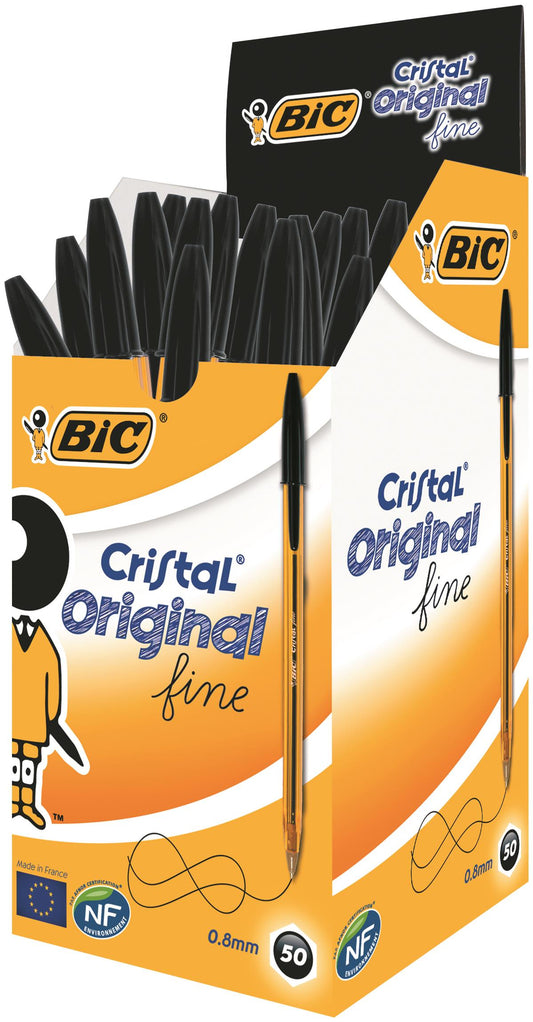 Bic Orange Ballpoint Pen 0.8mm Tip 0.30mm Line Black (Pack 50) - 872731 - NWT FM SOLUTIONS - YOUR CATERING WHOLESALER