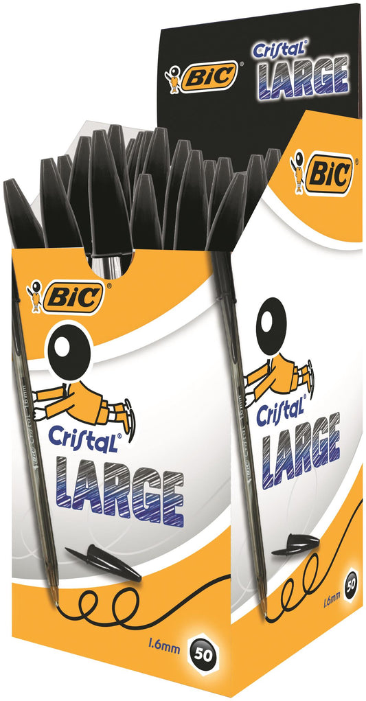 Bic Cristal Ballpoint Pen 1.6mm Tip 0.42mm Line Black (Pack 50) - 880648 - NWT FM SOLUTIONS - YOUR CATERING WHOLESALER