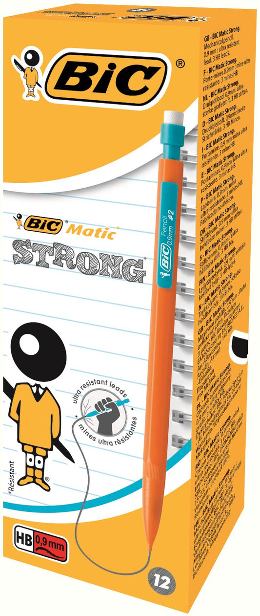 Bic Matic Strong Mechanical Pencil HB 0.9mm Lead Assorted Colour Barrel (Pack 12) - 892271 - NWT FM SOLUTIONS - YOUR CATERING WHOLESALER
