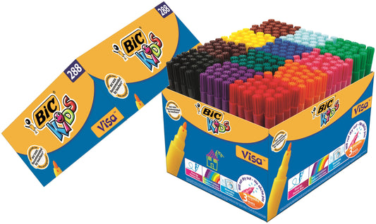 Bic Kids Visa Felt Tip Colouring Pen Assorted Colours (Pack 288) - 8970991 - NWT FM SOLUTIONS - YOUR CATERING WHOLESALER