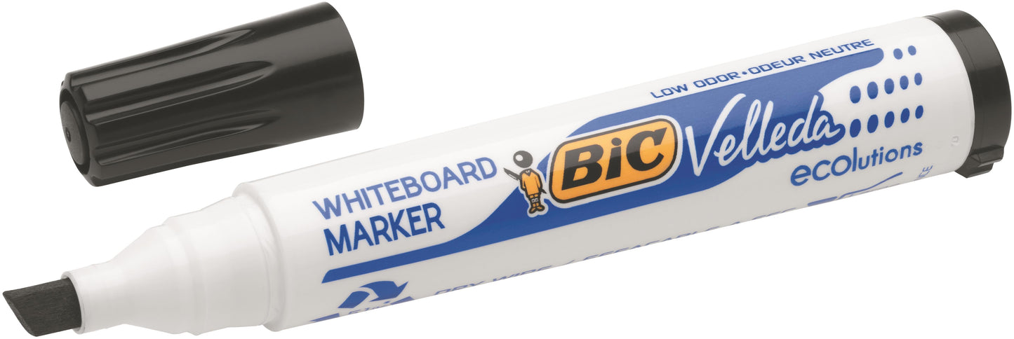 Bic Velleda 1751 Whiteboard Marker Chisel Tip 3.7-5.5mm Line Black (Pack 12) - 904946