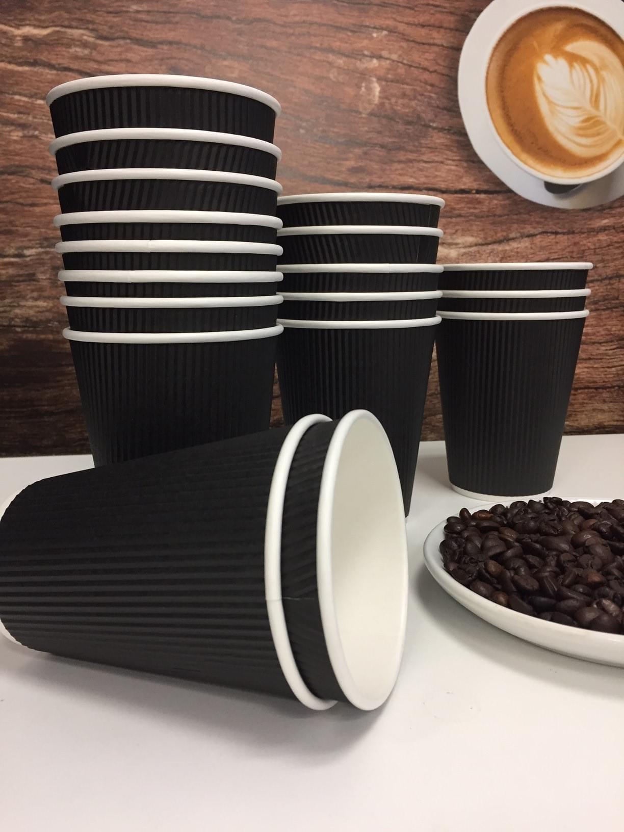 Belgravia 8oz Triple Walled Black Ripple Paper Cups 25's