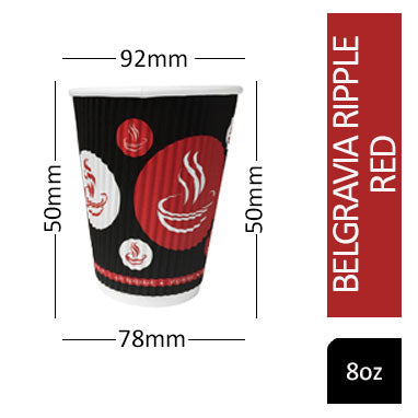 Belgravia 8oz Red Tea & Coffee Paper Cups 50's - NWT FM SOLUTIONS - YOUR CATERING WHOLESALER