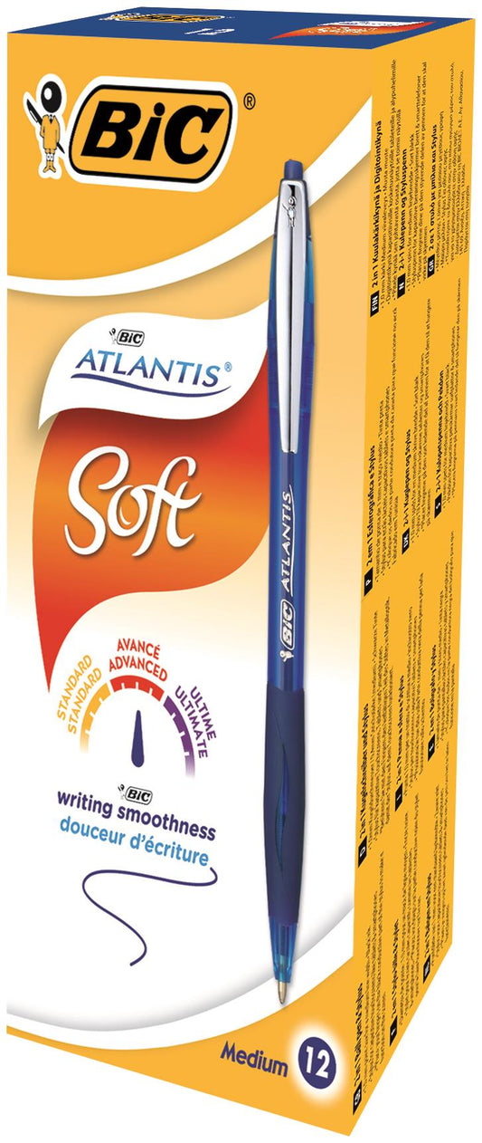 Bic Atlantis Premium Retractable Ballpoint Pen 0.32mm Line Blue (Pack 12) - 9021322 - NWT FM SOLUTIONS - YOUR CATERING WHOLESALER