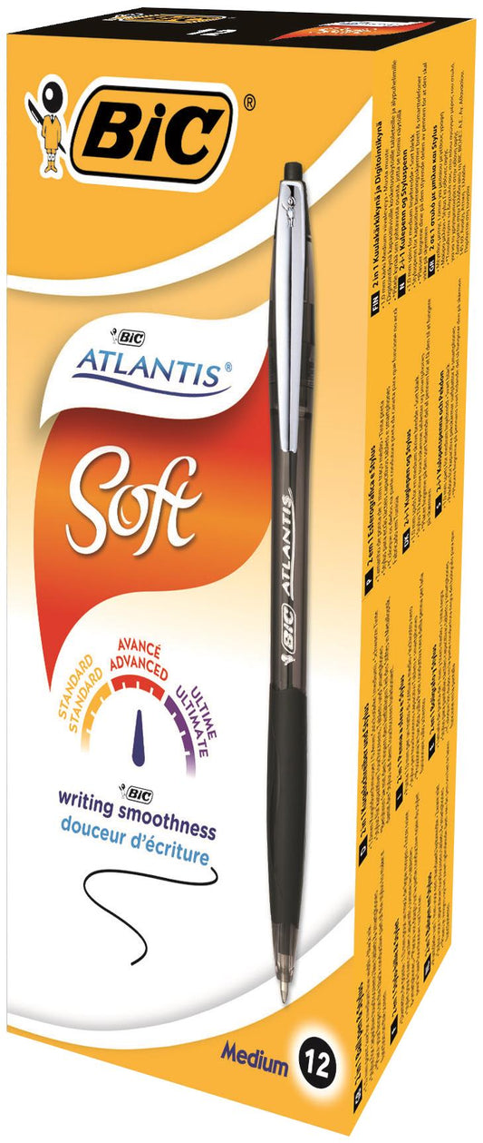 Bic Atlantis Premium Retractable Ballpoint Pen 0.32mm Line Black (Pack 12) - 9021332 - NWT FM SOLUTIONS - YOUR CATERING WHOLESALER