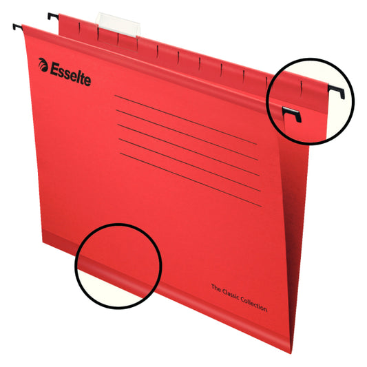 Esselte Classic Foolscap Suspension File Board 15mm V Base Red (Pack 25) 90336 - NWT FM SOLUTIONS - YOUR CATERING WHOLESALER