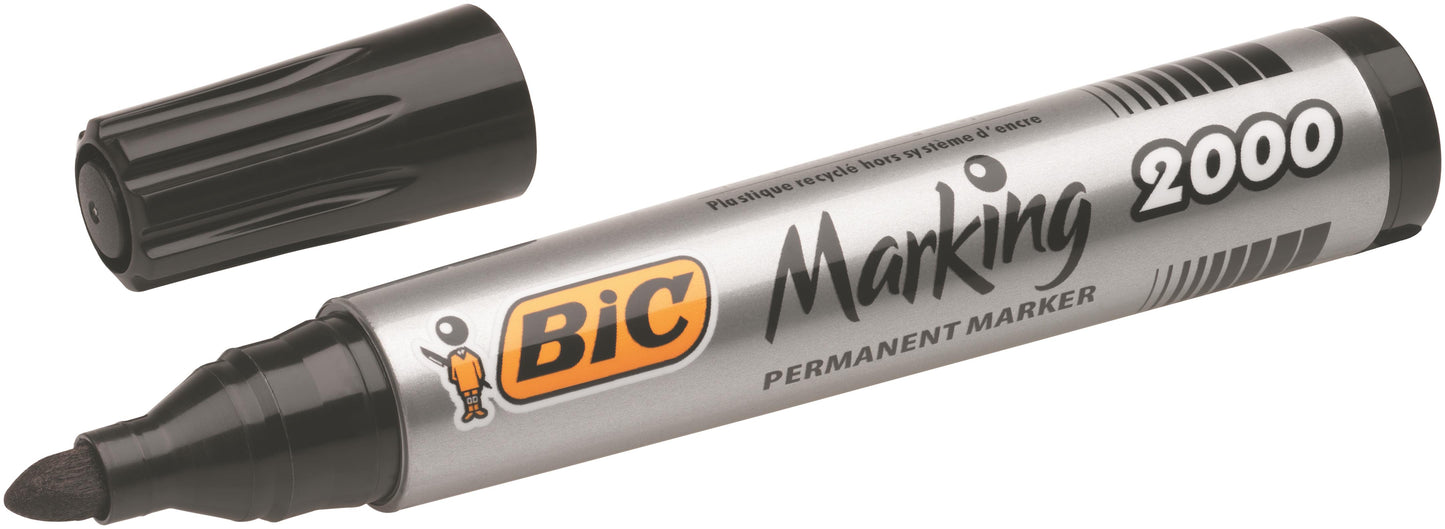 Bic Marking 2000 Permanent Marker Bullet Tip 1.7mm Line Black (Pack 12) - 8209153