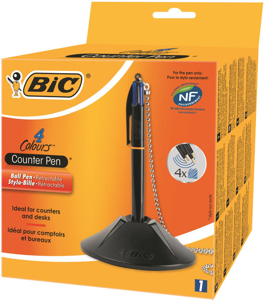 Bic 4 Colours Balllpoint Desk Pen 1mm Tip 0.32mm Line Black Barrel Blue Ink - 918515 - NWT FM SOLUTIONS - YOUR CATERING WHOLESALER