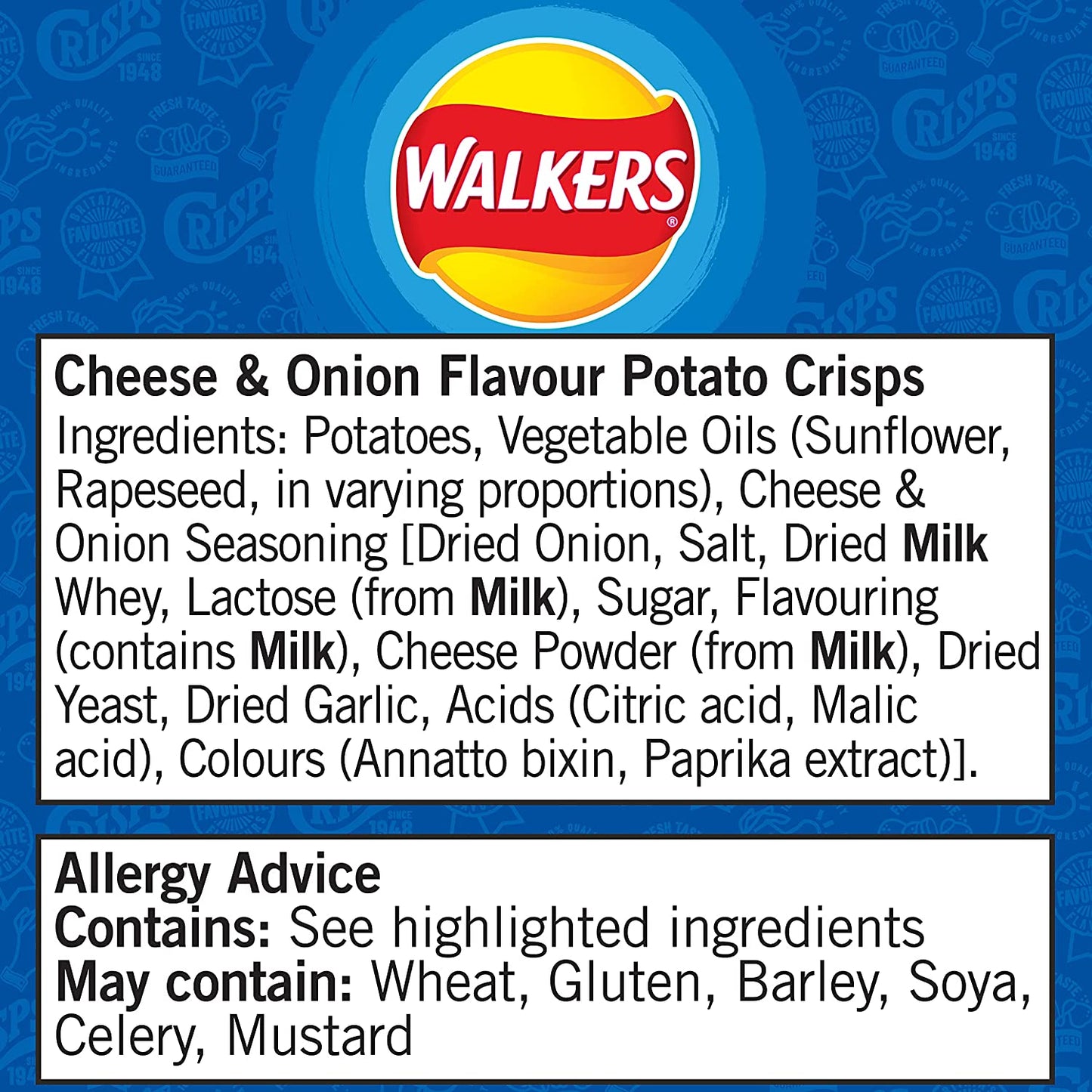 Walkers Crisps Cheese & Onion Pack 32's