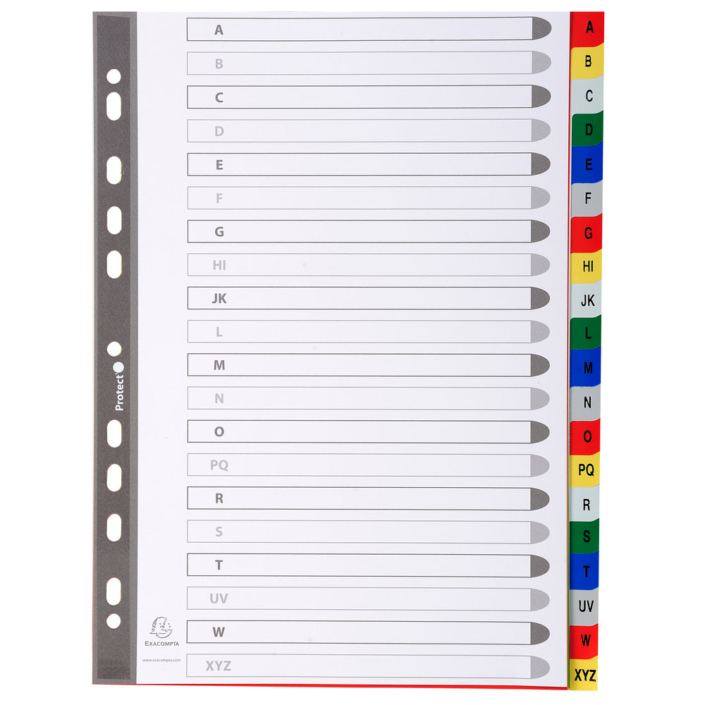 Exacompta Index A-Z A4 120 Micron Polypropylene Bright Assorted Colours - 94E