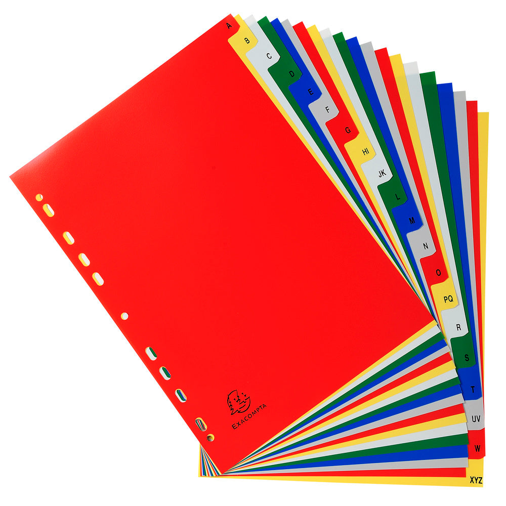 Exacompta Index A-Z A4 120 Micron Polypropylene Bright Assorted Colours - 94E