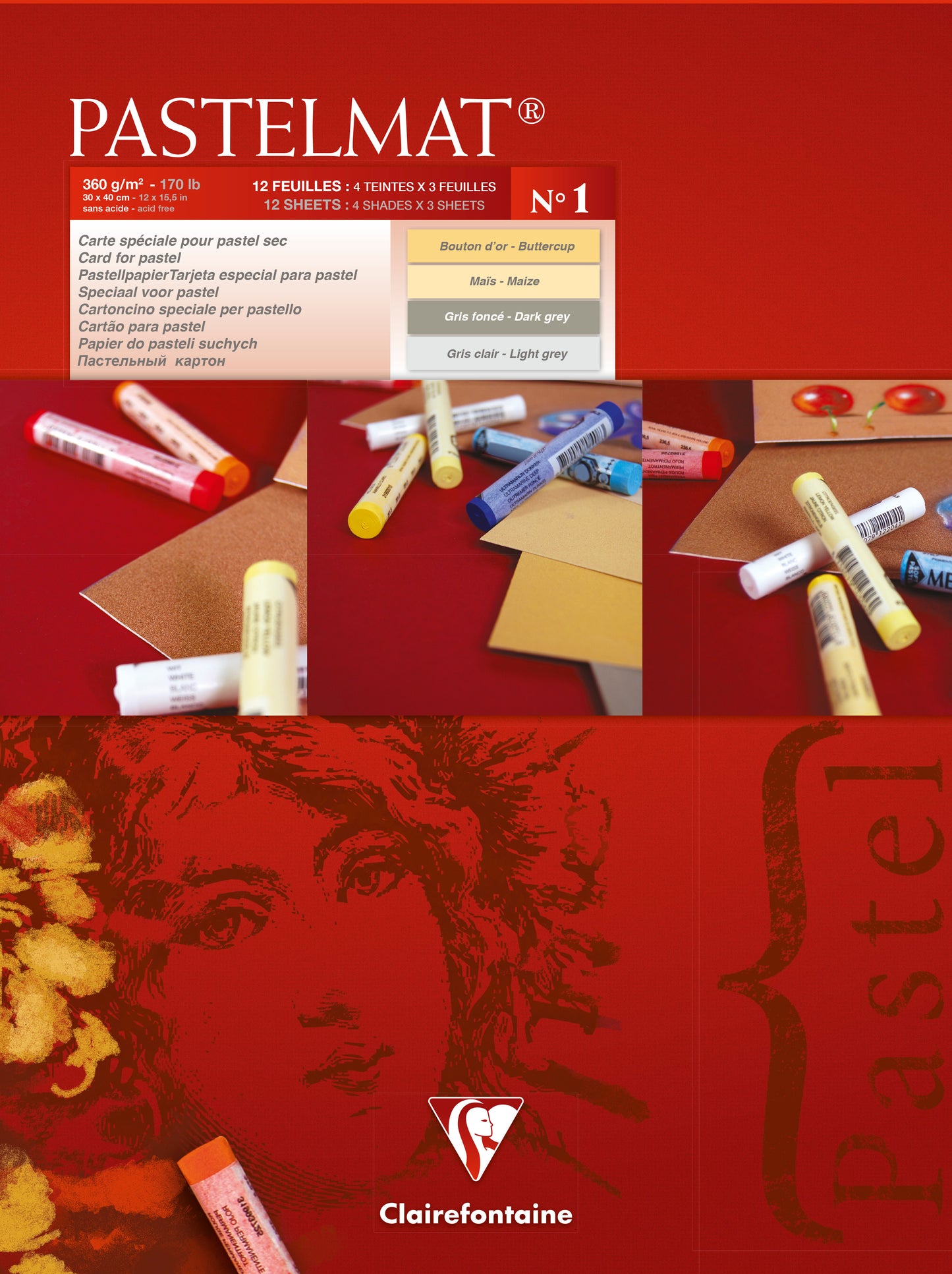 Clairefontaine Pastelmad Pad No.1 300x400mm 360gsm 12 Sheets 4 Colour Shades of Paper 96018C - NWT FM SOLUTIONS - YOUR CATERING WHOLESALER