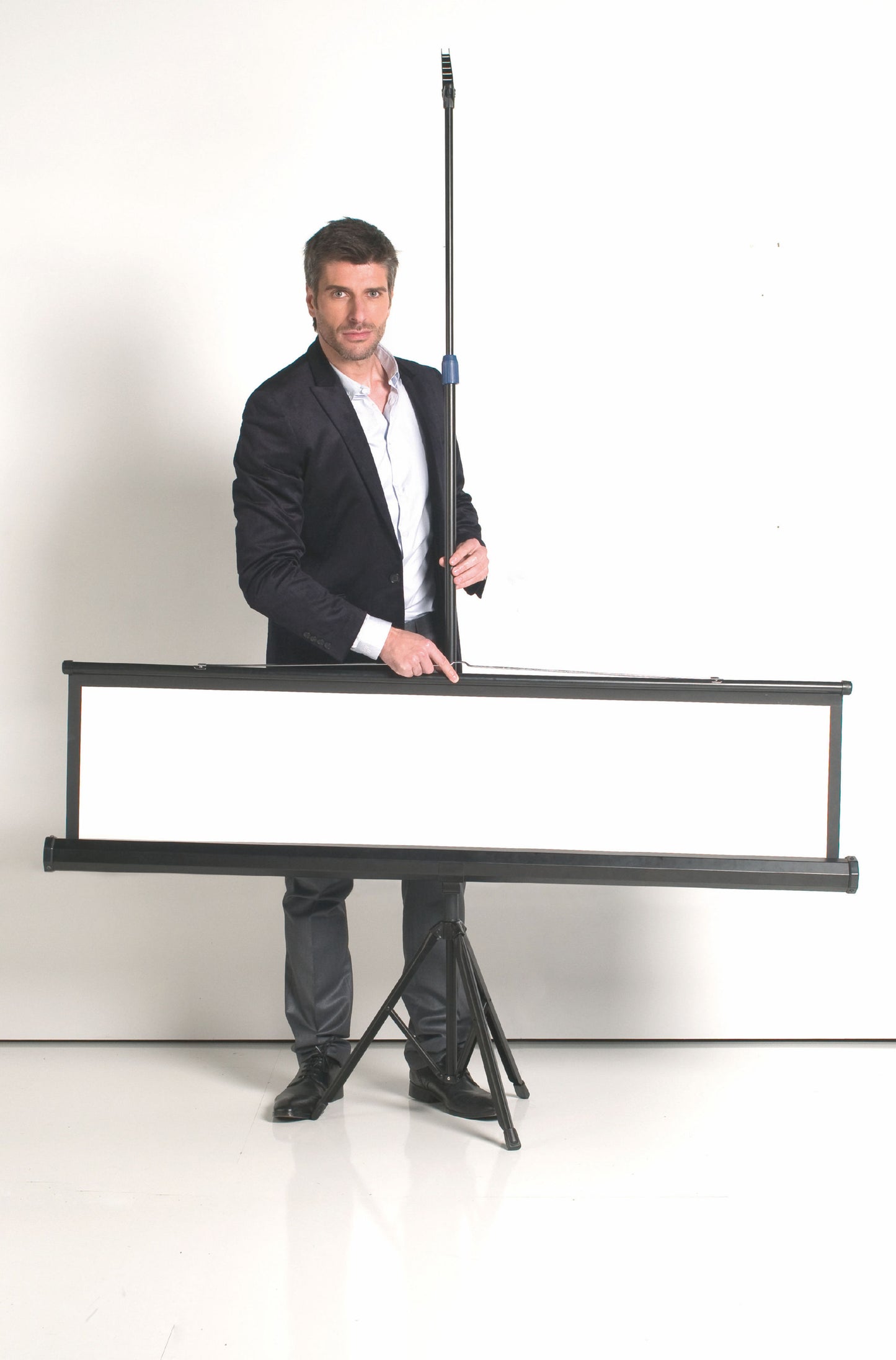 Bi-Office Portable Tripod Projection Screen 1750x1750mm Black Border Black Housing - 9D006021