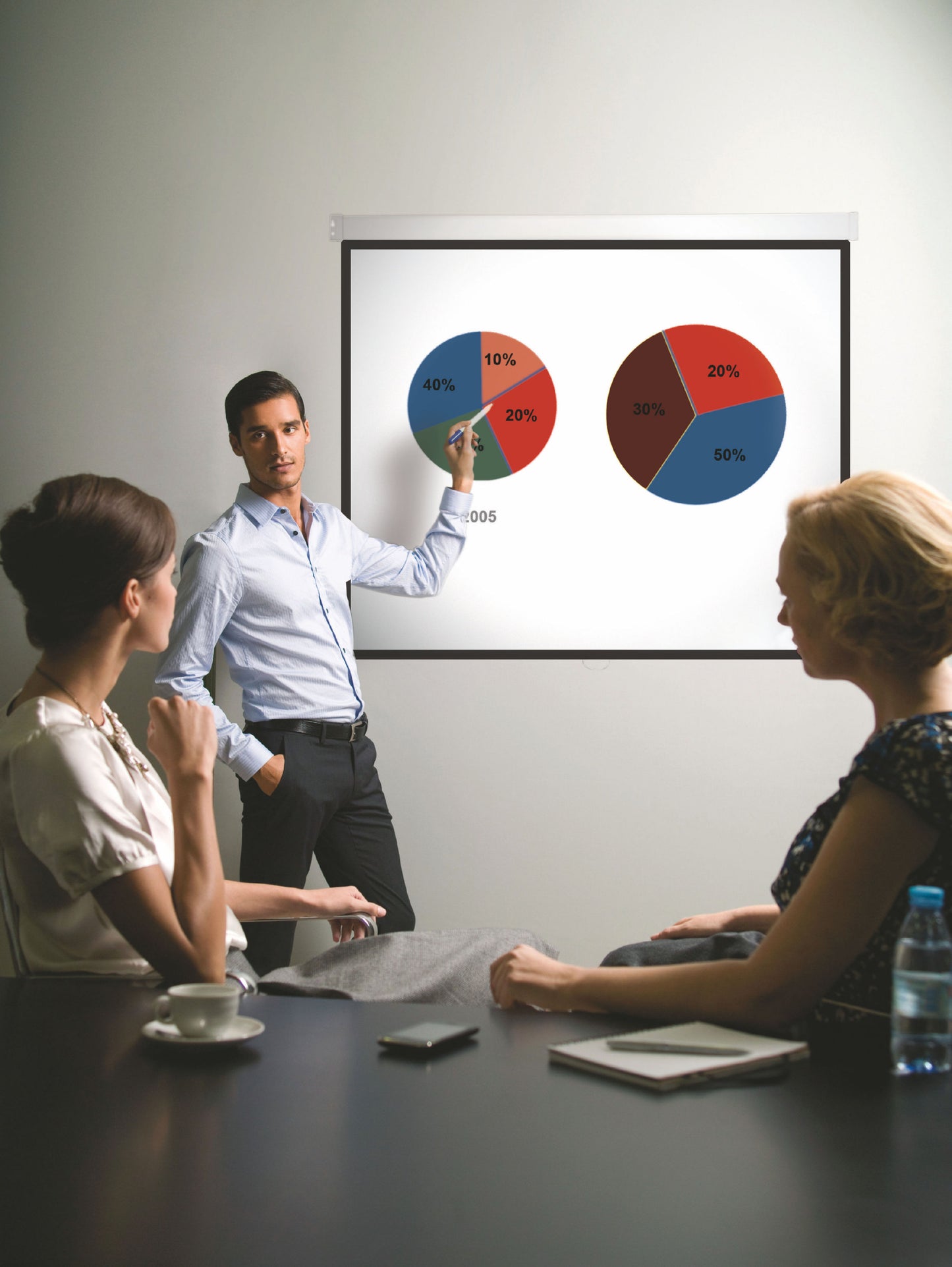 Bi-Office Wall Projection Screen 1500x1500mm Black Border White Housing - 9D006030