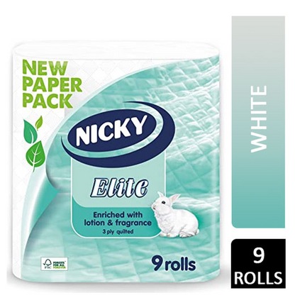 Nicky Elite White Toilet Rolls 9 Pack